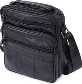 Кожаная мужская сумка на одно плечо в черном цвете Vintage (20466)