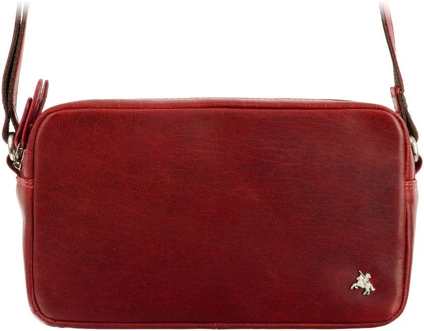 Женская кожаная сумка-кроссбоди красного цвета на две молнии Visconti Brooklyn 69304