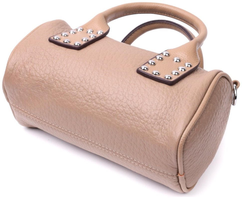 Женская сумка горизонтального типа из натуральной кожи бежевого цвета Vintage 2422368