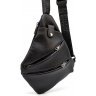 Тонкий кожаный мужской рюкзак-слинг через плечо в черном цвете TARWA (19626) - 1