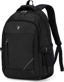 Чоловічий рюкзак із якісного поліестеру чорного кольору з відділенням під ноутбук Aoking (22143)