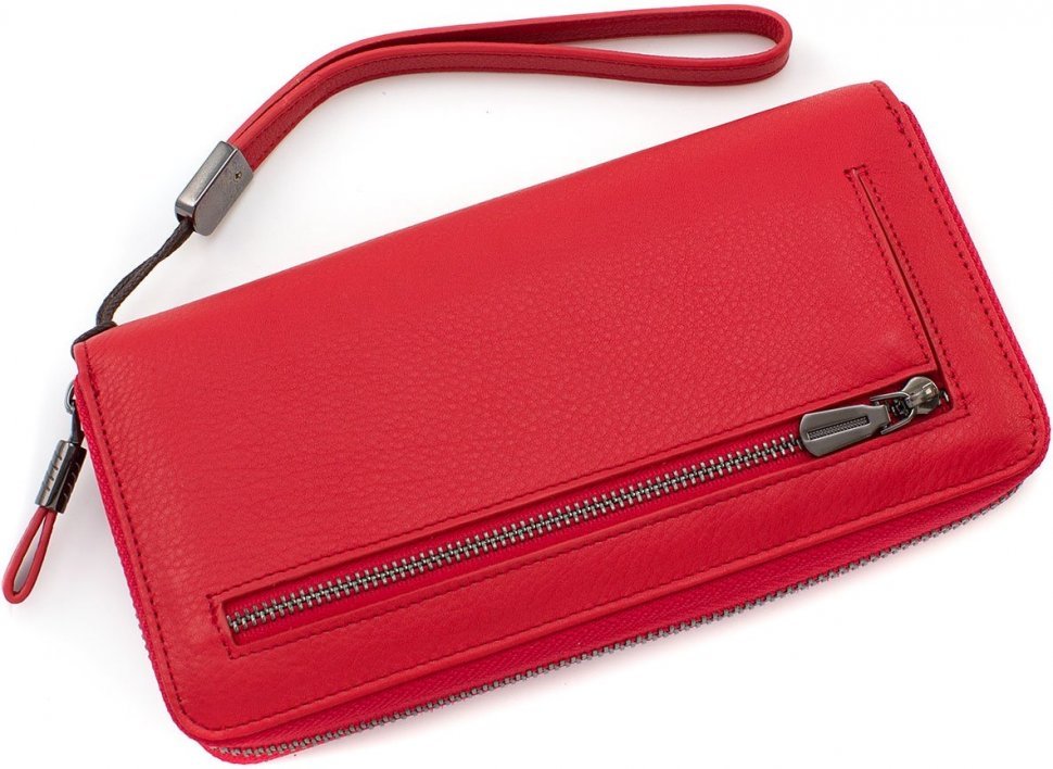 Женский кошелек на молнии с кожаным ремешком Marco Coverna (1424 red)