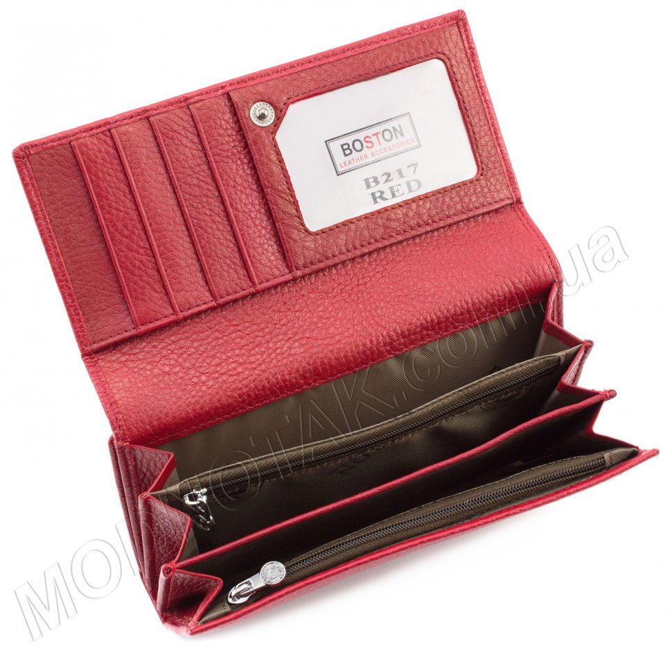 Красный кожаный кошелек с блоком для карточек ST Leather (17655)