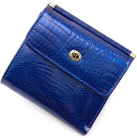 Синий маленький кошелек с рисунком под крокодила ST Leather (16329)