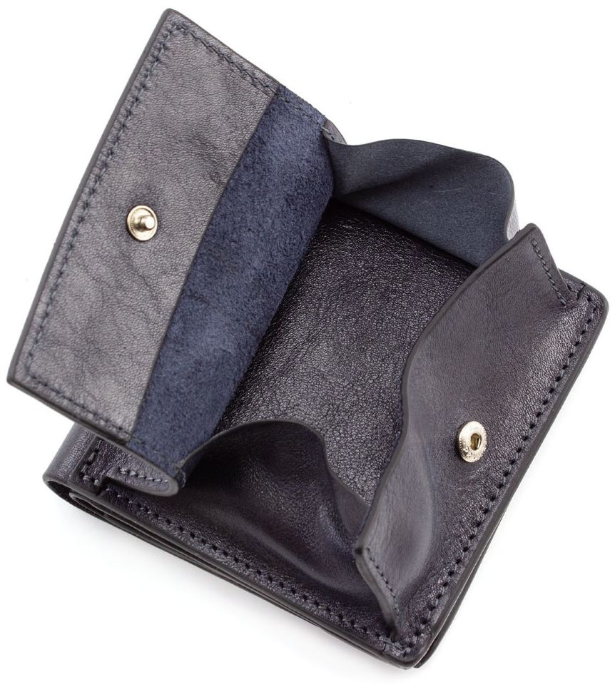 Синий кожаный кошелек ручной работы Grande Pelle (13064)