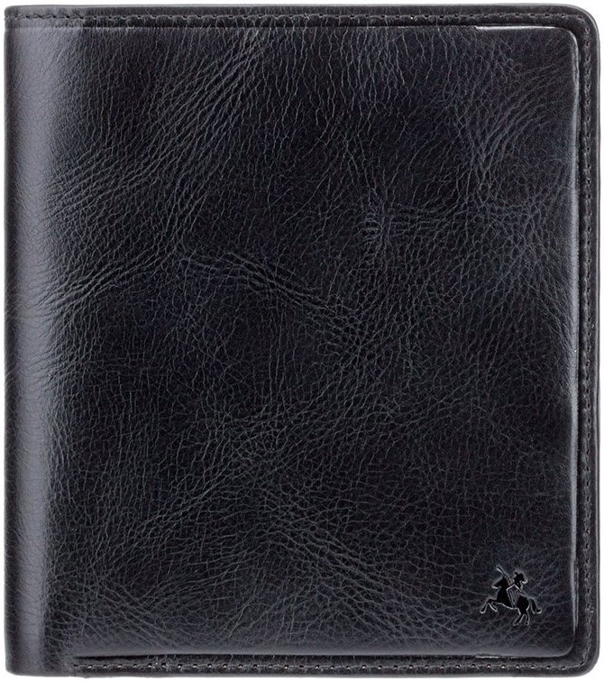 Классическое мужское портмоне из натуральной кожи черного цвета под много карт Visconti Matteo 69005