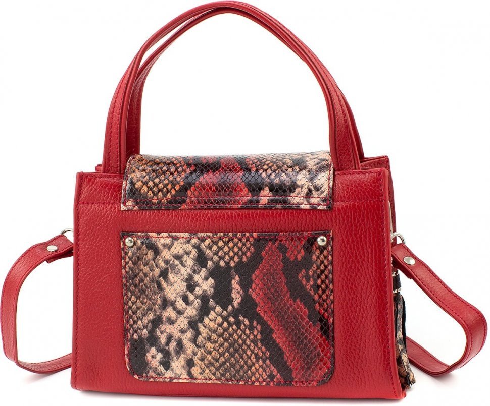 Маленькая женская сумка из натуральной кожи красного цвета с ручками KARYA (19618)