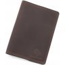 Винтажная обложка на паспорт из натуральной кожи темно-коричневого цвета Grande Pelle (15446) - 1