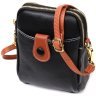 Миниатюрная женская сумочка на плечо из натуральной кожи черного цвета Vintage 2422269 - 1