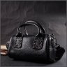 Черная женская сумка горизонтального типа из фактурной кожи с ручками Vintage 2422369 - 7