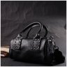Черная женская сумка горизонтального типа из фактурной кожи с ручками Vintage 2422369 - 8