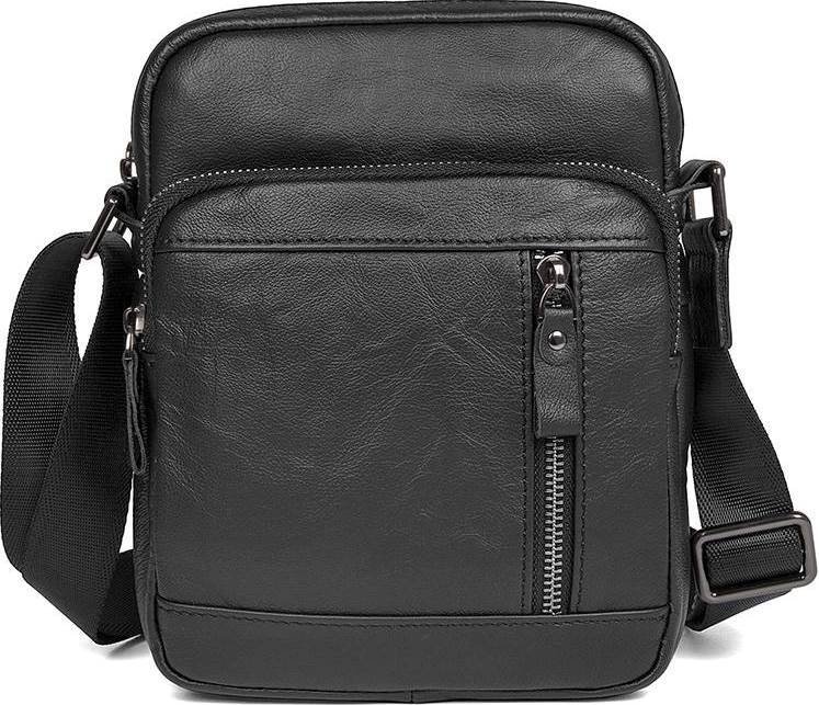 Вертикальная кожаная сумка планшет черного цвета VINTAGE STYLE (14527)