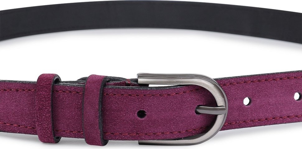 Фиолетовый замшевый женский ремень узкого типа Vintage (2420801)