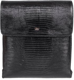 Черная наплечная сумка из натуральной кожи с тиснением Desisan (3026-143)