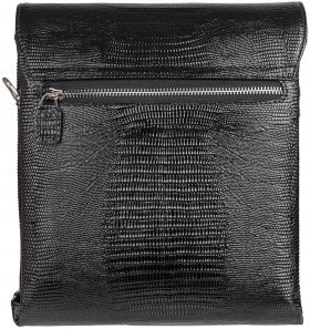 Черная наплечная сумка из натуральной кожи с тиснением Desisan (3026-143) - 2