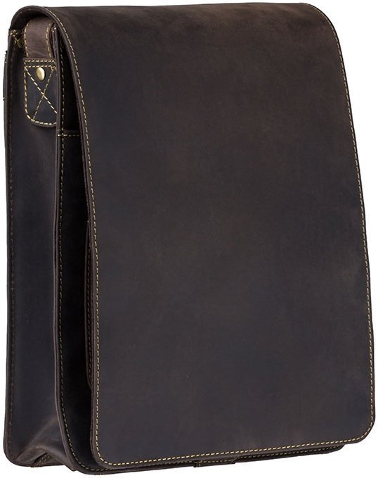 Мужская сумка-мессенджер из матовой кожи высокого качества темно-коричневого цвета Visconti Jasper 68906