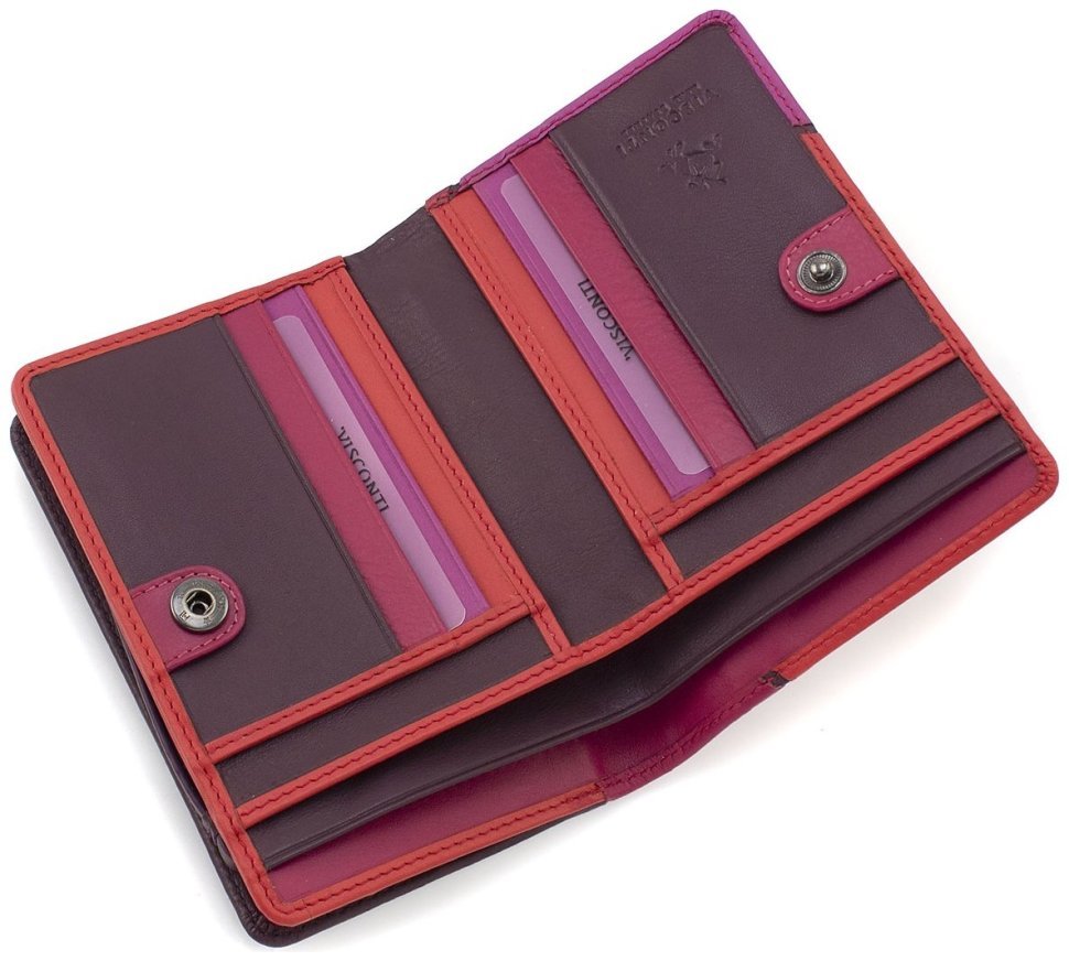Женский цветной кошелек из натуральной кожи на кнопке Visconti 69206