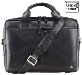 Черная качественная мужская сумка для ноутбука 13 дюймов из натуральной кожи Visconti Hugo 70707