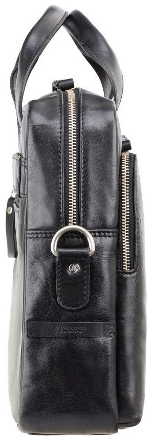 Черная качественная мужская сумка для ноутбука 13 дюймов из натуральной кожи Visconti Hugo 70707