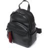 Кожаный небольшой женский рюкзак черного цвета Vintage (20675) - 1