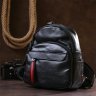 Кожаный небольшой женский рюкзак черного цвета Vintage (20675) - 6