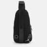Черный мужской слинг-рюкзак через плечо из фактурной кожи Keizer 71607 - 3
