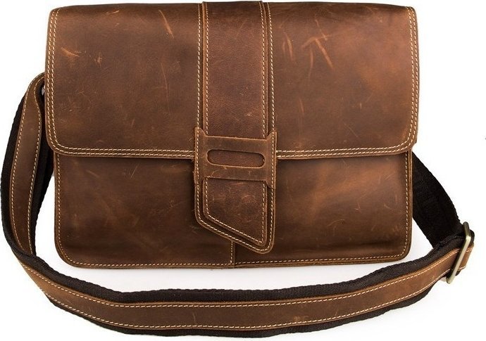 Винтажная мужская наплечная сумка в коричневом цвете VINTAGE STYLE (14231)