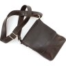 Миниатюрная мужская сумка на плечо из темно-коричневой кожи Grande Pelle (19079)																			 - 4