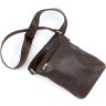 Миниатюрная мужская сумка на плечо из темно-коричневой кожи Grande Pelle (19079)																			 - 5