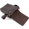 Миниатюрная мужская сумка на плечо из темно-коричневой кожи Grande Pelle (19079)																			 - 6