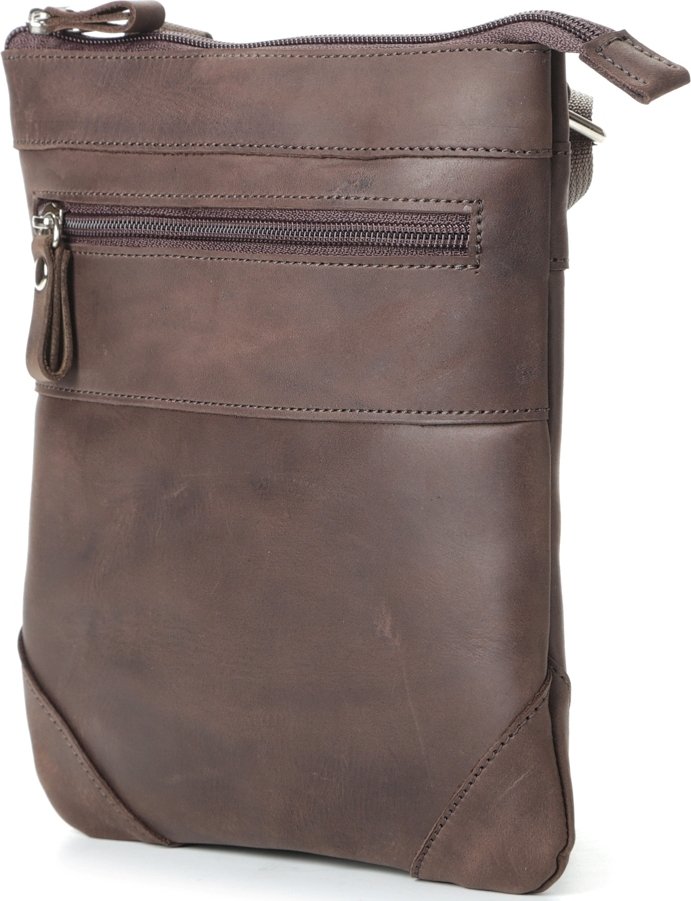 Небольшая вертикальная мужская сумка-планшет из натуральной кожи на плечо SHVIGEL (11018)
