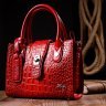 Компактная красная женская сумка из натуральной кожи под крокодила KARYA (2420893) - 8