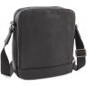 Кожаная наплечная сумка черного цвета на две молнии Leather Collection (11121) - 1