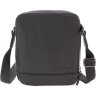 Кожаная наплечная сумка черного цвета на две молнии Leather Collection (11121) - 4