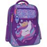 Школьный текстильный рюкзак для девочек фиолетового цвета с единорогом Bagland (55607) - 1
