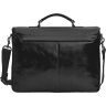 Деловой кожаный мужской портфель черного цвета в стиле винтаж Issa Hara (21171) - 2