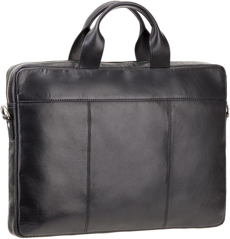 Солидная мужская сумка под ноутбук 13 дюймов из натуральной кожи черного цвета Visconti Charles 69007