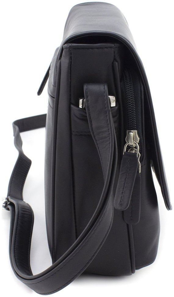 Черная женская сумка-кроссбоди из натуральной гладкой кожи Visconti 69107