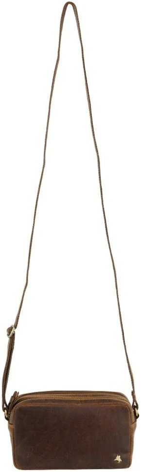 Женская коричневая сумка-кроссбоди из винтажной кожи на два отделения Visconti Brooklyn 69307