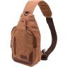 Вместительная мужская сумка-слинг через плечо в коричневом цвете из текстиля Vintage (20389) - 1