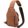 Вместительная мужская сумка-слинг через плечо в коричневом цвете из текстиля Vintage (20389) - 2
