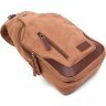 Вместительная мужская сумка-слинг через плечо в коричневом цвете из текстиля Vintage (20389) - 3