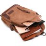 Вместительная мужская сумка-слинг через плечо в коричневом цвете из текстиля Vintage (20389) - 5