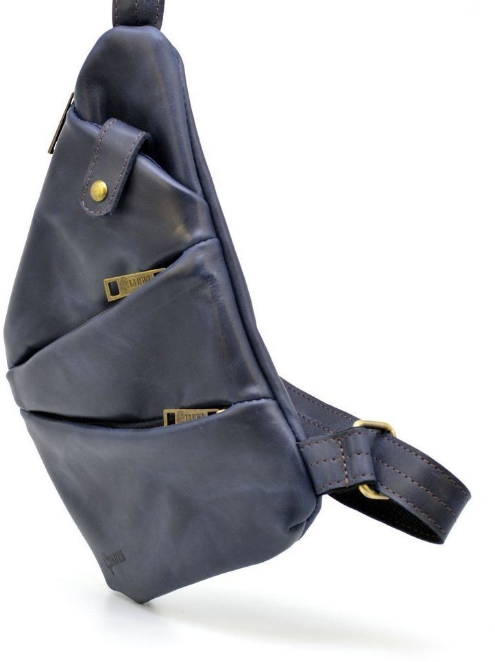 Мужская кожаная темно-синяя сумка-рюкзак из натуральной кожи TARWA (19824)