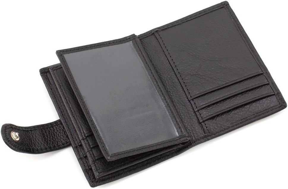 Полностью кожаная недорогая визитница черного цвета - ST Leather (18560)