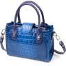 Миниатюрная женская сумка синего цвета из натуральной кожи с фактурой под крокодила KARYA (2420894) - 2