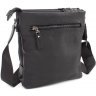 Кожаная мужская сумка черного цвета на две молнии Leather Collection (11142) - 3
