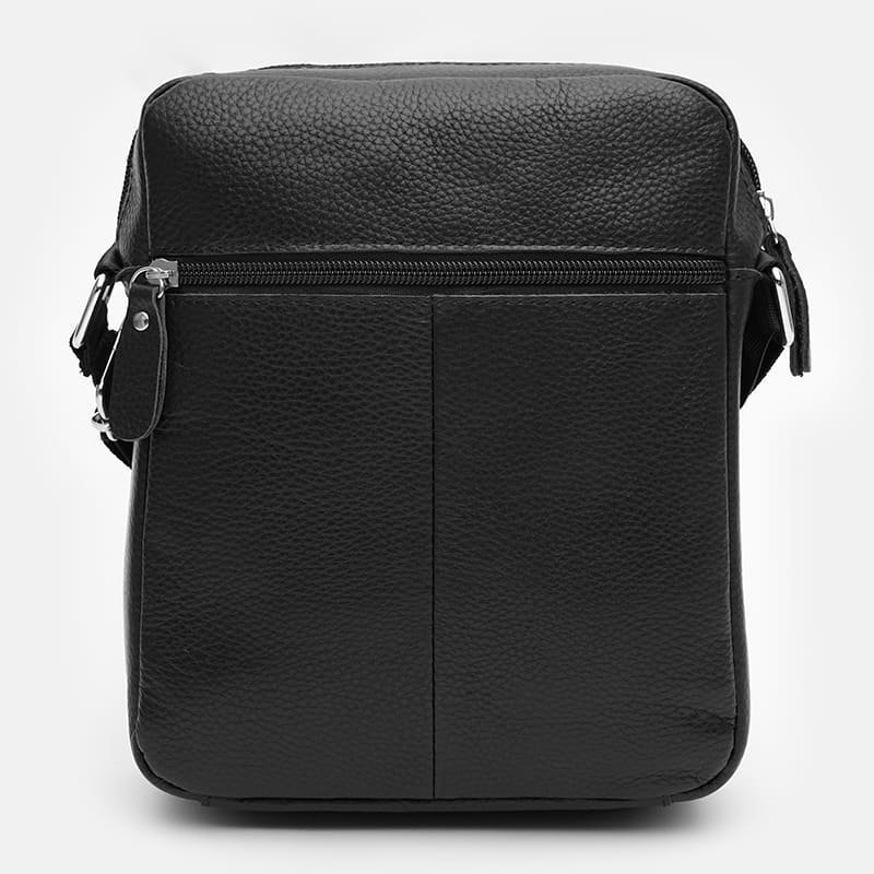 Мужская наплечная сумка-планшет из зернистой кожи черного цвета Keizer (22061)