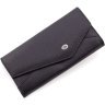 Женский кожаный кошелек черного цвета с ассиметричным клапаном на кнопке ST Leather 1767408 - 1