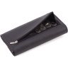Женский кожаный кошелек черного цвета с ассиметричным клапаном на кнопке ST Leather 1767408 - 4